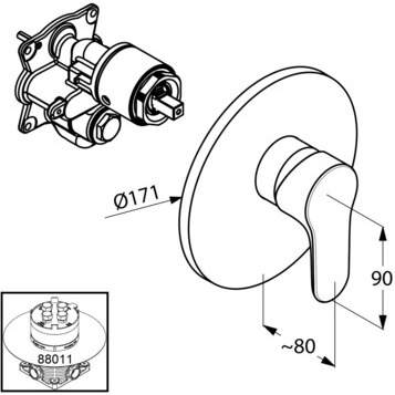 Смеситель KLUDI OBJEKTA 326550575 для душа встраиваемый внешняя часть