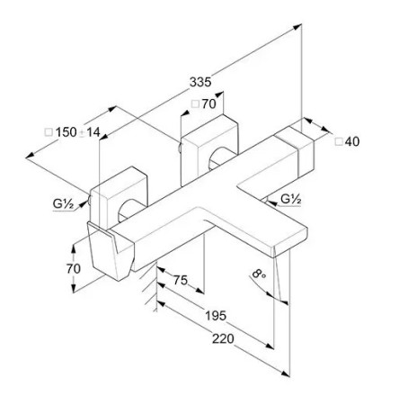Смеситель KLUDI DECUS 54691N275 для ванны с изливом с подключением шланга