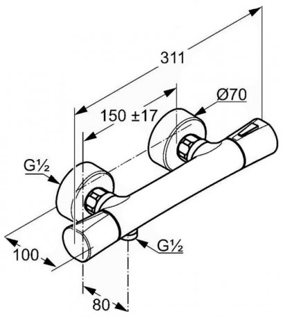 Термостат KLUDI ZENTA 351003938 для душа настенный с подключением шланга