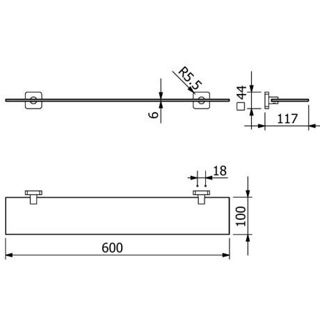 Полочка стекло KLUDI VELA S 25973N0 подвесная