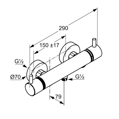 Термостат KLUDI BOZZ 352030538 для душа настенный с подключением шланга