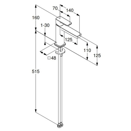 Смеситель KLUDI RENON 42282N575 для раковины на одно отверстие однорычажный без донного клапана