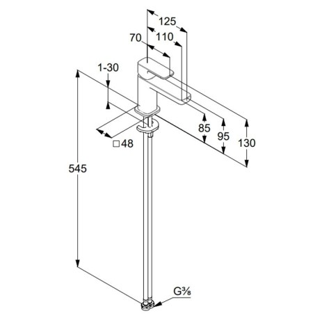 Смеситель KLUDI RENON 42290N175 для раковины на одно отверстие однорычажный без донного клапана
