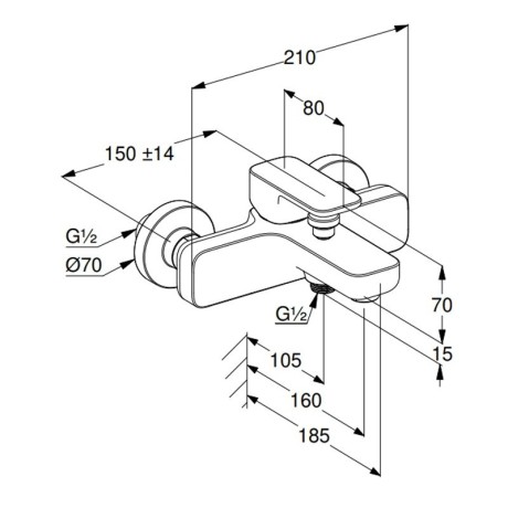 Смеситель KLUDI RENON 42691N575 для ванны с изливом с подключением шланга