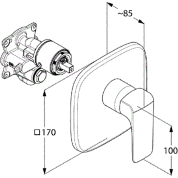 Смеситель KLUDI AMEO 416550575 для душа встраиваемый внешняя часть