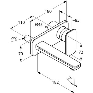 Смеситель KLUDI E2 492440575 для раковины настенный встраиваемый внешняя часть
