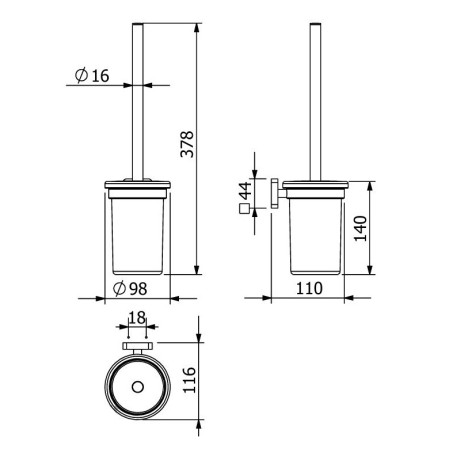 Туалетный ершик KLUDI VELA S 25974N1 подвесной