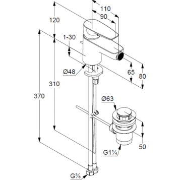 Смеситель KLUDI PURE&SOLID 342160575 для биде однорычажный