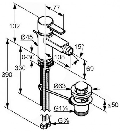 Смеситель KLUDI ZENTA 385300575 для биде однорычажный