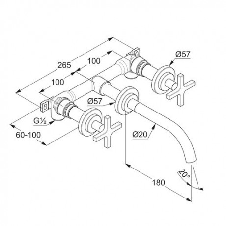 Смеситель KLUDI NOVA FONTE Classic 201440520 для раковины настенный встраиваемый со скрытой частью
