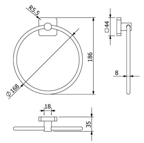 Держатель полотенца KLUDI VELA S 25978N5 кольцо