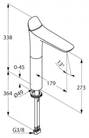 Смеситель KLUDI AMBIENTA 532980575 для раковины на одно отверстие высокий