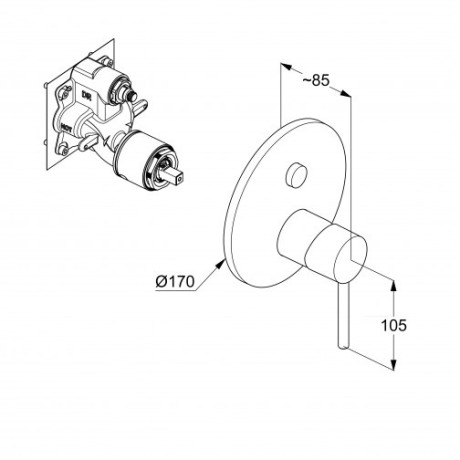 Смеситель KLUDI BOZZ 386593976 для ванны и душа встраиваемый внешняя часть с автоматическим переключателем воды PUSH&SWITCH