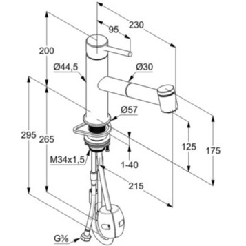 Смеситель KLUDI STEEL 44851F860 для кухни с выдвижным изливом