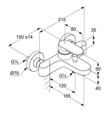 Смеситель KLUDI LOUVA 246913975 для ванны с изливом с подключением шланга