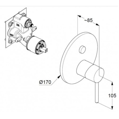 Смеситель KLUDI BOZZ 38659N076 для ванны и душа встраиваемый внешняя часть с автоматическим переключателем воды PUSH&SWITCH
