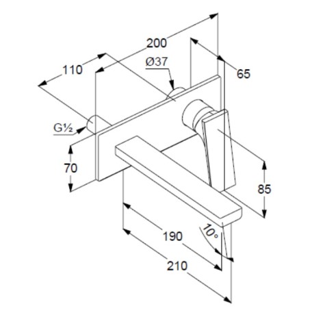 Смеситель KLUDI DECUS 54244N075 для раковины настенный встраиваемый внешняя часть