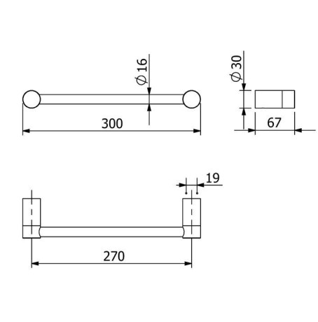 Держатель полотенца KLUDI VELA R 58962N2 широкий 300 мм
