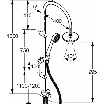 Душевая система KLUDI ZENTA 6167705-00 без смесителя и термостата