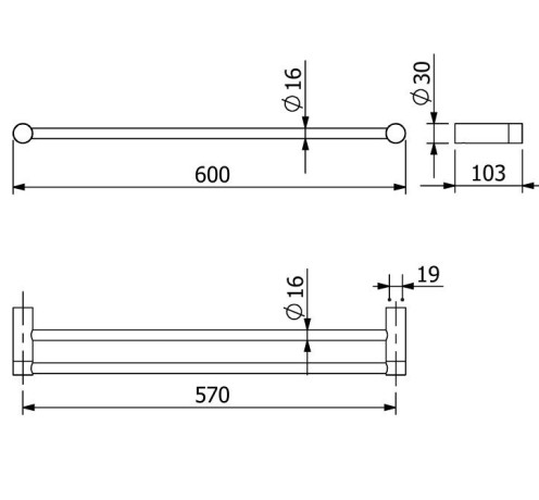 Держатель полотенца KLUDI VELA R 58988N1 широкий 600 мм