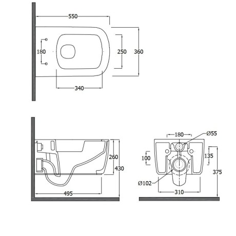 Унитаз KLUDI RESA S 27WCSET43 подвесной безободковый с сиденьем крышкой с плавным опусканием