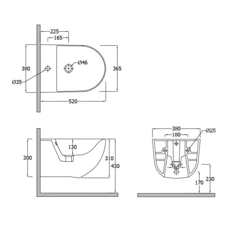 Биде KLUDI RESA D 24BIW0143 подвесное