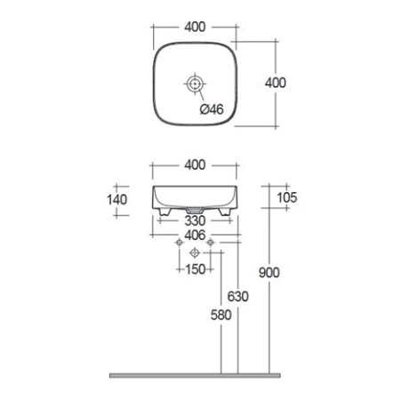 Раковина KLUDI RESA S 58CW3053 накладная без перелива цвет белый матовый