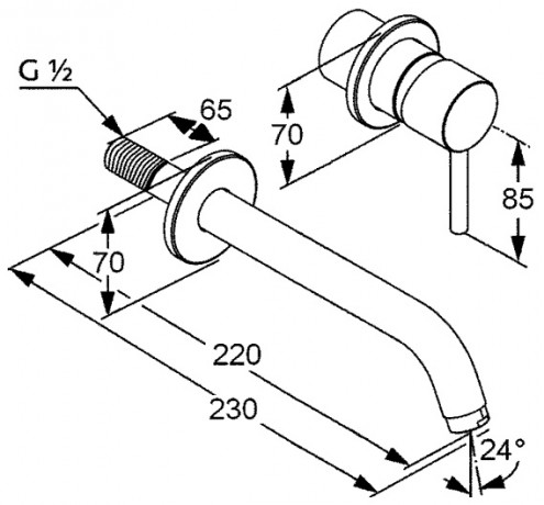 Смеситель KLUDI BOZZ BLACK 382453976 для раковины настенный встраиваемый внешняя часть