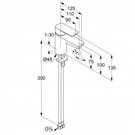 Смеситель KLUDI PURE&STYLE 400283975 для раковины на одно отверстие однорычажный без донного клапана