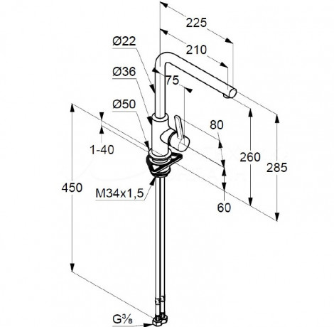 Смеситель KLUDI L-INE S 408033975 для кухни