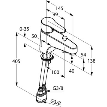Смеситель KLUDI OBJEKTA 326850575 для ванны с изливом с подключением шланга
