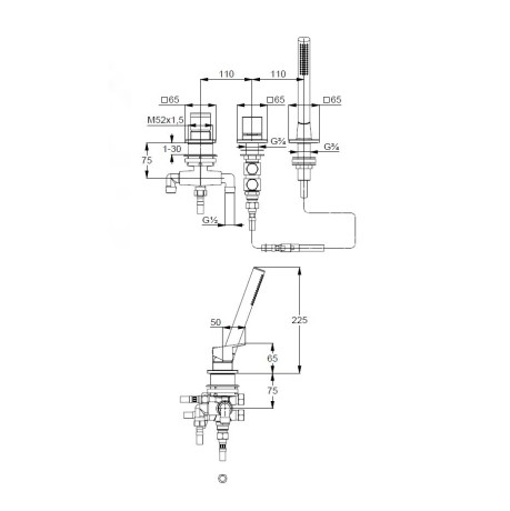 Смеситель KLUDI DECUS 54447N175 для ванны на бортик