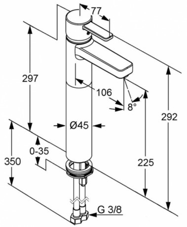 Смеситель KLUDI ZENTA 382560575 для раковины на одно отверстие высокий